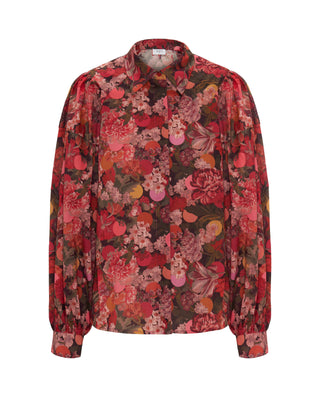 Camisa roja estampado floral de algodón by MIRTO | 04288_0050_4