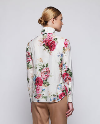 Camisa blanca estampado floral de algodón by MIRTO | 04301_0050_2