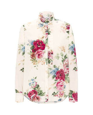 Camisa blanca estampado floral de algodón by MIRTO | 04301_0050_4