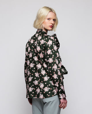 Camisa verde estampado floral  con maxi lazad by M | 04303_0050_2