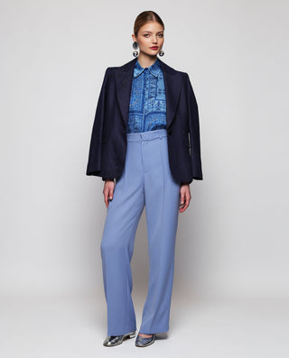 Blue floral squares print  blouse