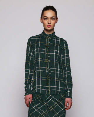 Green blouse squares print