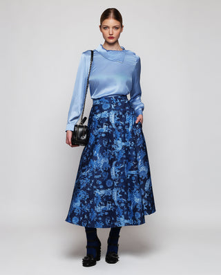 Blusa azul de seda by MIRTO | 04322_0050_3