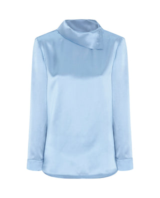Blusa azul de seda by MIRTO | 04322_0050_4
