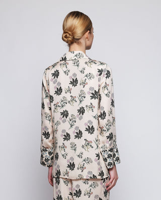 Blusa beige y verde estampado floral by MIRTO | 04325_0050_2