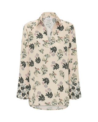 Blusa beige y verde estampado floral by MIRTO | 04325_0050_4