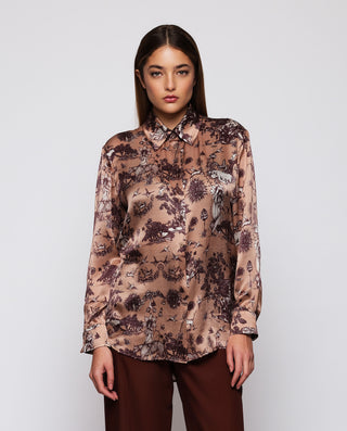 Blusa marrón estampado toile de jouy de seda by MI | 04327_0050_1