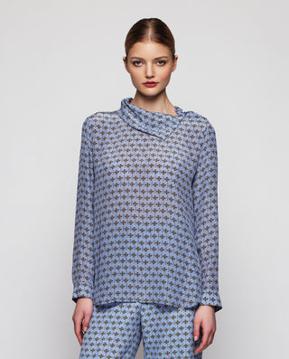 Blusa azul estampado geométrico by MIRTO | 04328_0050_1