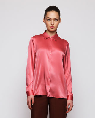 Coral stretch silk blouse