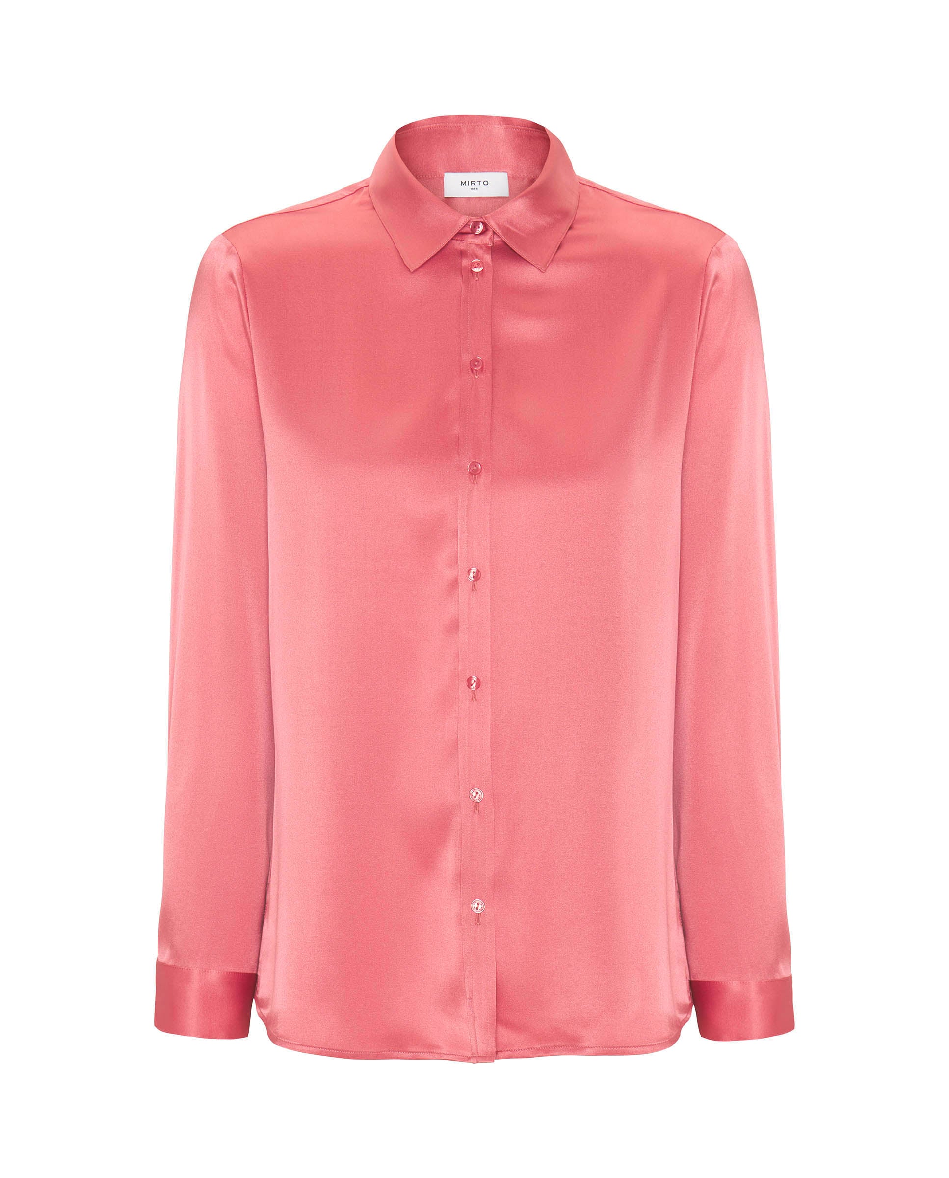 Blusa coral de seda elástica – MIRTO