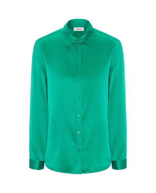 Blusa verde de seda elástica