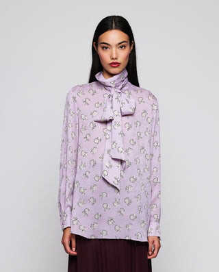 Mauve jacquard floral print blouse