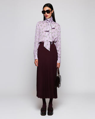 Mauve jacquard floral print blouse