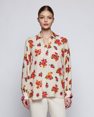 Blusa beige jacquard estampado floral by MIRTO | 04339_0050_1