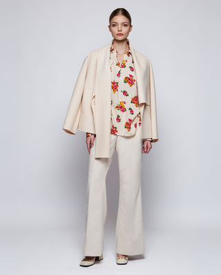 Blusa beige jacquard estampado floral by MIRTO | 04339_0050_3