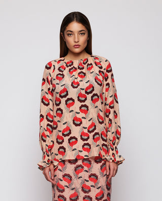 Top rojo y rosa estampado floral by MIRTO | 04340_0050_1