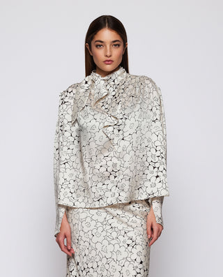 Top blanco y negro estampado floral by MIRTO | 04345_0050_1