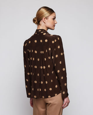 Top marrón estampado lunares beige by MIRTO | 04346_0051_2