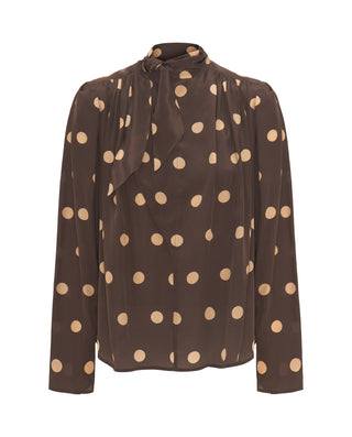Top marrón estampado lunares beige by MIRTO | 04346_0051_4
