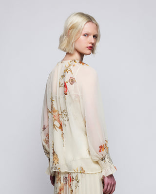 Top beige estampado floral de gasa by MIRTO | 04347_0050_2
