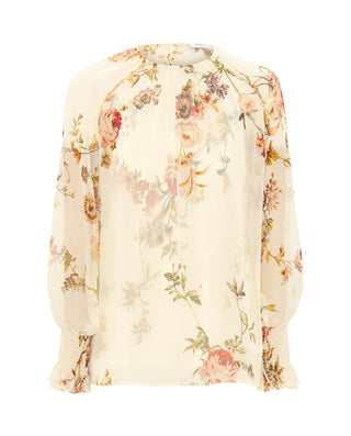 Top beige estampado floral de gasa by MIRTO | 04347_0050_5