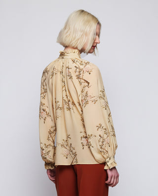 Top beige estampado floral de seda by MIRTO | 04349_0050_2