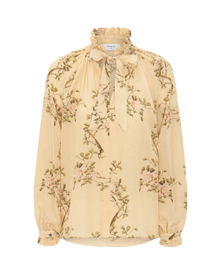 Top beige estampado floral de seda by MIRTO | 04349_0050_4