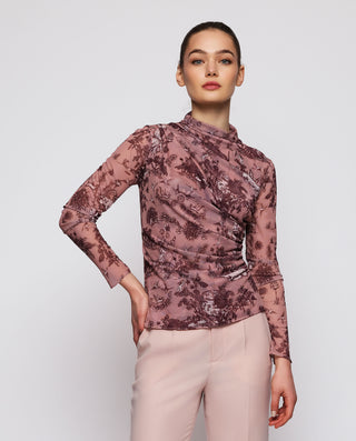 Top drapeado estampado toile de jouy de tull by MI | 04350_0050_1