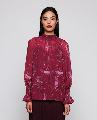 Top burgundy de gasa estampado toile de jouy by MI | 04351_0050_1