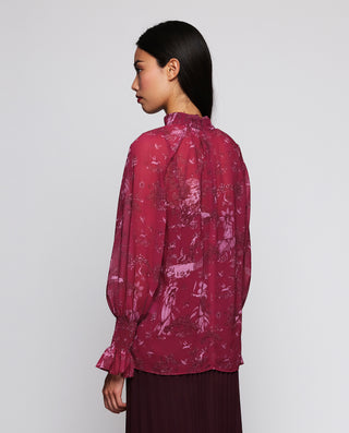 Top burgundy de gasa estampado toile de jouy by MI | 04351_0050_2