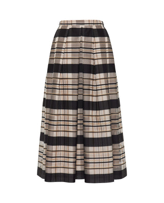 Falda  beige cuadros negros de seda y lana by MIRT | 04355_0050_4