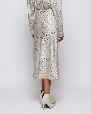 Falda midi blanco y negro estampado floral by MIRT | 04357_0050_2