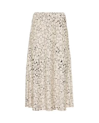 Falda midi blanco y negro estampado floral by MIRT | 04357_0050_4
