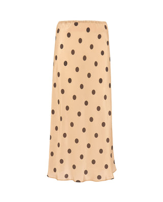 Falda midi beige estampado lunares marrón by MIRTO | 04358_0050_4