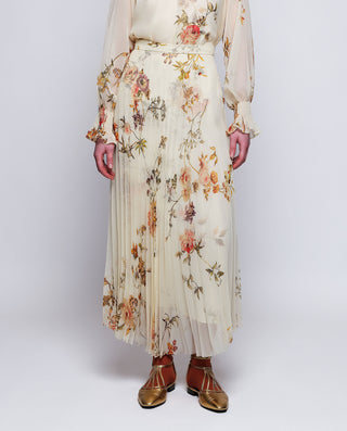 Falda plisada beige estampado floral by MIRTO | 04359_0050_1