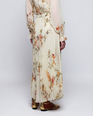 Falda plisada beige estampado floral by MIRTO | 04359_0050_2