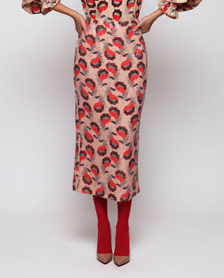 Falda rosa y rojo de lentejuelas estampado by MIRT | 04364_0051_1