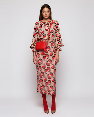 Falda rosa y rojo de lentejuelas estampado by MIRT | 04364_0051_3