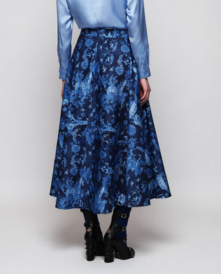 Falda midi denim estampado toile de jouy by MIRTO | 04365_0050_2