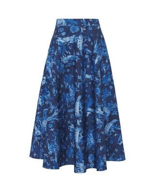 Falda midi denim estampado toile de jouy by MIRTO | 04365_0050_5