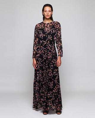 Vestido plisado estampado floral de gasa
