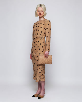 Vestido midi camel estampado lunares marrón by MIR | 04371_0050_3