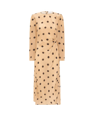 Vestido midi camel estampado lunares marrón by MIR | 04371_0050_4
