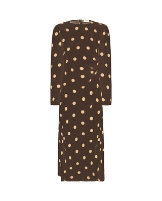 Vestido midi marrón estampado lunares camel by MIR | 04371_0051_1