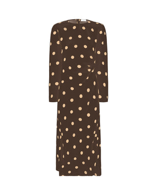 Vestido midi marrón estampado lunares camel by MIR | 04371_0051_4