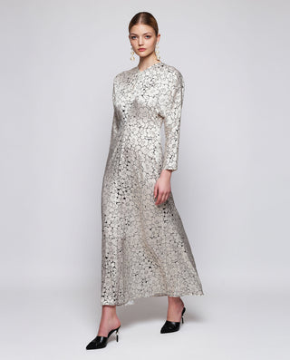 Vestido blanco y negro estampado floral by MIRTO | 04372_0050_3