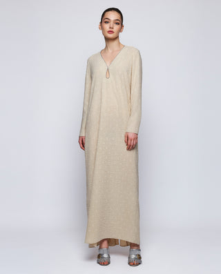 Vestido largo beige fil coupé by MIRTO | 04373_0050_1
