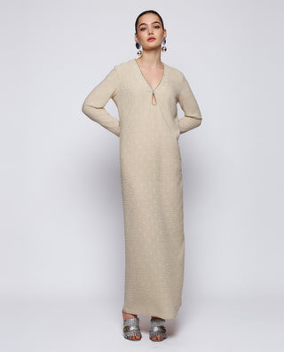 Vestido largo beige fil coupé by MIRTO | 04373_0050_3