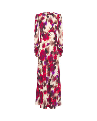Vestido largo rojo y morado estampado ikat by MIRT | 04377_0050_4