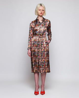 Vestido camisero multicolor floral de seda by MIRT | 04383_0050_1